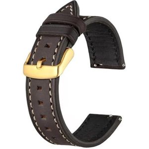 INEOUT Echt Lederen Horloge Armband For Mannen Vrouwen Horloge 18mm 20mm 22mm Quick Release Watcheband Strap Gouden Gesp (Color : Brown Grey, Size : 20mm)