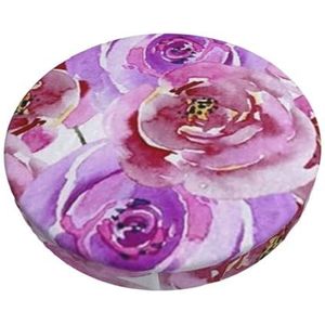 GRatka Hoes voor ronde kruk, hoes voor barstoel, antislip zitkussen voor thuisbar, 30 cm, lila violet en paars aquarel pioenrozen