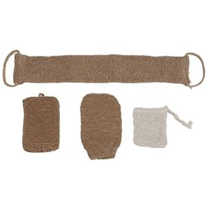 Rug Scrubber Body en Gezicht Scrub Set Gemaakt van Jute met Rugband Exfoliërende Handschoen en Gezicht voor Bad en Douche