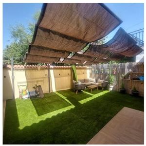 Intrekbaar golfzonnescherm, waterdichte pergola-luifel schaduwafdekking for buiten, U-vormig golfzonnescherm, UV-bestendig zonweringzeil for tuin, serre, terras (Size : W2*L7m/W6.56*L22.96ft)