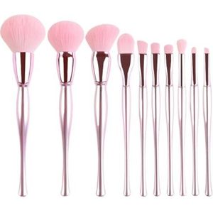 Multifunctionele Make-upborstel Make-upkwastenset 10 Zachte Haren For Oogschaduw, Eyeliner, Blush En Concealerkwasten Oogmake-up Kwasten voor Dames(Pink-Bright)