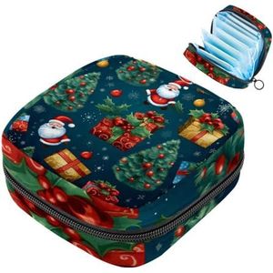 MUOOUM Merry Christmas Patroon Maandverband Opbergtas Menstruatie Pad Tas Draagbare Menstruatie Cup Pouch met Rits voor Tiener Meisjes Vrouwen Dames