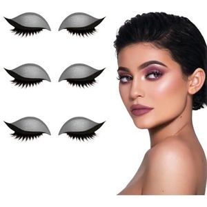 3-in-1 zelfklevende oogschaduw wimperpatch met nepwimpers, waterbestendige make-up stickers voor eenvoudig aanbrengen voor beginners, dagelijks woon-werkverkeer op feestjes, kleuropties (Zilver)