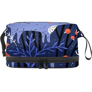 Grote capaciteit reizen cosmetische tas,Wolfes Vogel Paars,Make-up tas,Waterdichte make-up tas Organizer, Meerkleurig, 27x15x14 cm/10.6x5.9x5.5 in