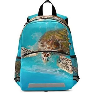 Blauwe zeeschildpadden Caribische peuter kleuterrugzak boekentas mini schoudertas schooltas voor pre-k 3-7 jaar reizen jongens meisjes, Patroon, 10×4×12in