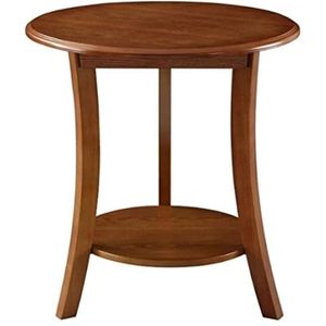 Kleine Salontafel Ronde Salontafel Moderne Bijzettafel Met Opbergplank Einde Tafel Wachtruimte Tafel Massief Houten Theetafel Woonkamer Tuintafel (Color : Light walnut, Size : 60 * 62.5cm)