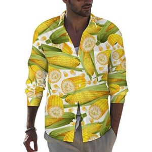Golden Corn heren revers shirt met lange mouwen button down print blouse zomer zak T-shirts tops S