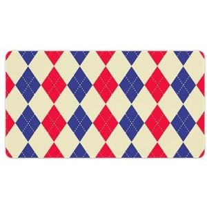 Blauw Rood Argyle Patroon Mode Bureau Muismat Antislip Gaming Muismat Accessoires Decor 40X75cm