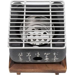 Japanse Mini-BBQ-grill, Houten Mat BBQ-grill Aluminiumlegering Snelle Verwarming Draagbaar voor Kamperen (19,5x18cm / 7,7x7,1in)