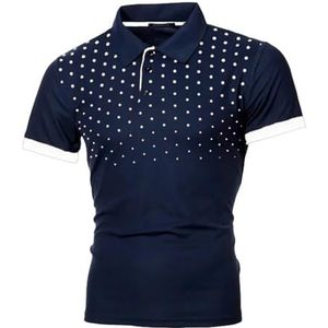 LQHYDMS T-shirts Mannen Mannen Shirt Tennis Shirt Dot Grafische Plus Size Print Korte Mouw Dagelijkse Tops Basic Streetwear Golf Shirt Kraag Business, Nablue Wit C, 3XL