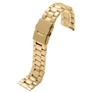 Roestvrij staal gebogen uiteinde metalen band 18 mm 20 mm 22 mm 24 mm geschikt for Seiko SKX007 geschikt for Rolex luxe armband horlogebandaccessoires (Color : Gold-Curved, Size : 24mm)