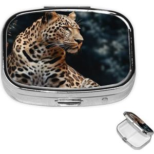 Rechthoekige pillendoos met pillendoos met 3 compartimenten om een pillendoos met luipaard te organiseren, kleine pillendoos, waterdicht, klein pillendoosje voor op reis, pillencontainers voor