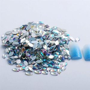 Een nagelsnoer, Acryl Paardenoog Platte Achterkant Strass DIY Decoratie Veelkleurig Meerdere Maten 100 Stuks(12 100Pcs,7x15mm)
