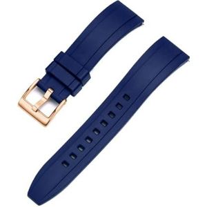 INEOUT FKM Rubber Horlogeband 20mm 22mm 24mm Armband Quick Release Polsband For Mannen Vrouwen Duiken Horloges Accessoires (Color : Blue rose gold, Size : 22mm)