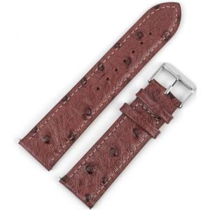 LUGEMA Vintage echte lederen horlogeband 18 mm 20 mm 22 mm struisvogelpatroon zwarte horlogebandriem compatibel met mannen horloge -accessoires (Color : Wine red-white line, Size : 24mm)