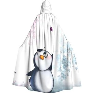WURTON Uniseks mantel met capuchon voor mannen en vrouwen, carnavalsthema feestdecoratie, I Love Pinguïns print capuchon mantel