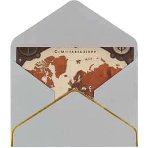 Roest wereldkaart bedrukte wenskaarten, prachtige blanco wenskaarten met enveloppen, grappige kaarten voor elke gelegenheid
