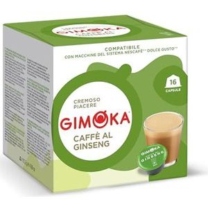 Gimoka, Oplosbare koffiedrank met ginseng, 48 capsules, compatibel met Nescafé koffiemachines, Dolce Gusto, gemaakt in Italië, 3 verpakkingen van elk 16 stuks