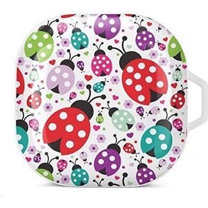 Kleurrijk lieveheersbeestje oordopjes hoesje compatibel met Samsung hard shell beschermhoes witte stijl