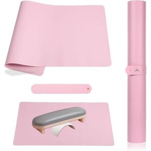 Qiyuting 1-delige Desktop Nagelmat Opvouwbare Waterdichte Zachte Ultrafijne Vezel PU Lederen Nagelmat Geschikt voor Technicus Salon Thuisgebruik (Roze 60 x 30 cm)