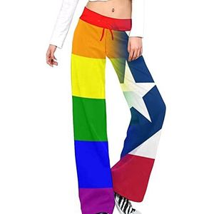 LGBT Pride En Puerto Rico Vlag Yoga Broek Voor Vrouwen Casual Broek Lounge Broek Trainingspak met Trekkoord 2XL
