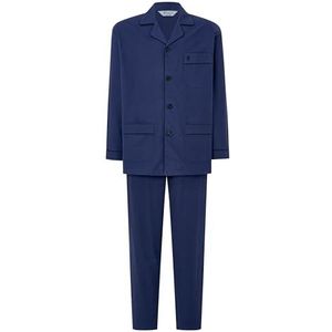 El Búho NOCTURNO Flanellen Pyjama Heren Effen Winterkatoenen Pyjamaset Voor Heren, 100% Katoen, Blauw 2816, XL