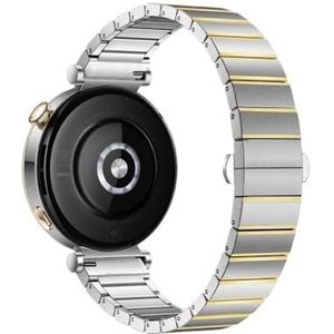 18 mm metalen schakelarmband geschikt for HUAWEI HORLOGE GT 4 41 mm roestvrijstalen band horlogeband geschikt for Garmin Forerunner 265S 255S / Venu 3S band (Color : Silver Gold, Size : 18mm)
