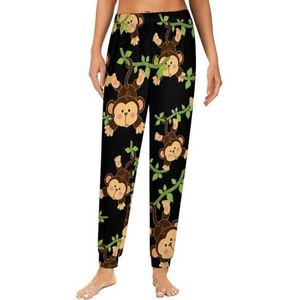 Schattige Aniamle Monkey dames pyjama lounge broek elastische tailleband nachtkleding broek print
