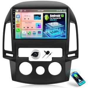 OiLiehu 4 + 64G 8 Core Android 13 Radio 2din voor Hyundai I30 2006-2011 Draadloze CarPlay Android Auto Radio met Scherm 9 Inch Ondersteuning Bluetooth GPS FM RDS WiFi SWC DSP/EQ + Achteruitrijcamera