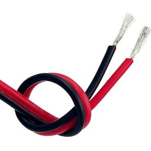 Siliconen kabel Elektrische draad, Vertinde koperen siliconendraad zwart, rood Meerdere AWG Meerdere lengtes Hoge temperatuur(22 AWG,20m)