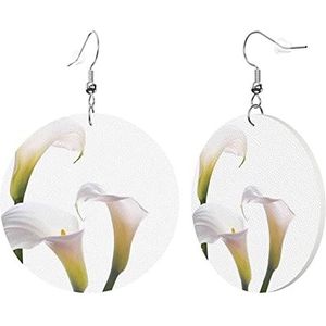 Vrouwen Oorbellen Mode Dangle Oorbellen Delicate Eardrop Sieraden Gift Faux Lederen Calla Lily, Eén maat, Leer, Geen edelsteen