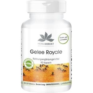 Koninginnengelei extract 500mg - 90 capsules, 4-voudig geconcentreerd van 2000mg koninginnengelei - Koninginnengelei - hoog gedoseerd | HERBADIREKT - Duitse apothekerskwalitei