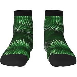 Groene bladeren van palmbomen tropische planten print veelzijdige sportsokken voor casual en sportkleding, geweldige pasvorm voor voetmaten 36-45, Groene Bladeren Van Palm Tree Tropische Planten, Eén