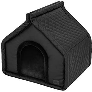 Hondenhok, kattenhok, hondenmand, kattenmand, hondenhuisje, kattenhuis, grot, hondenkussen, kattenkussen, huisdierhok, maat R1 - 42 x 32 cm, zwart