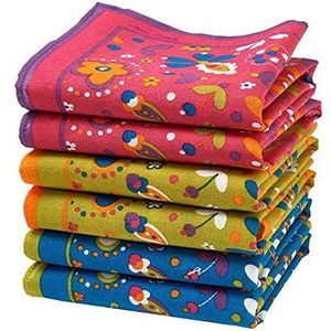 Merrysquare - Fijne bedrukte zakdoeken - Afmetingen 30 cm x 30 cm - 6 stuks - 100% katoen - Model Sixties