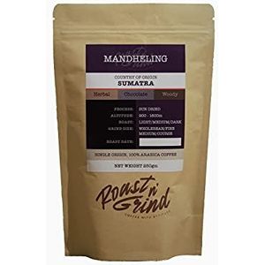 Sumatran Mandheling Koffiebonen | 250 g | Roast N' Grind koffie | 100% specialiteit Arabica koffie | Fair Trade, Bio & Palmolie vrij