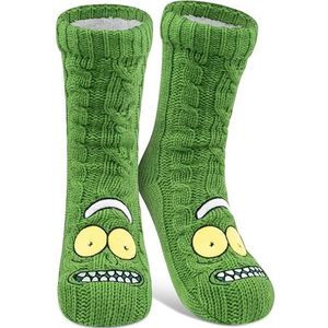 United Labels Rick and Morty Knuffelsokken voor heren, groen, eenheidsmaat 40-45, pluizige antislipsokken met sherpa-voering, warme sokken, huissokken