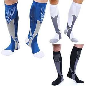 feifanshop 3 paar compressiekousen, trombosekousen, compressiesokken, sportcompressiekousen, steunkousen, reiskousen, voor dames en heren