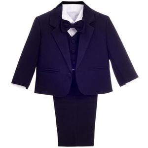 Lito Angels Baby Jongen Formele Jurk Pak 5 Stuks Set Smoking Donker Marineblauw, Maat 80 (Leeftijd 9-12 Maanden) (Markeringsnummer 12M)