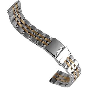 INSTR 316L massief roestvrij stalen horlogeband voor breitling A49350 AB042011 metalen horlogeband heren armband (Color : Silvery-Gold, Size : 22mm)