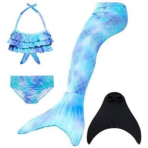 DNFUN Zeemeerminstaart badpak voor meisjes, prinses cosplay badkleding met zeemeermin monovin om te zwemmen, A-6, 110 cm