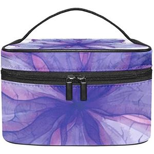 Make-up Organizer Bag, Reizen Make-up Tas Organizer Case Draagbare Cosmetische Tas voor Vrouwen en Meisjes Toiletries Watercoloor Purple Flower Art, Meerkleurig, 22.5x15x13.8cm/8.9x5.9x5.4in