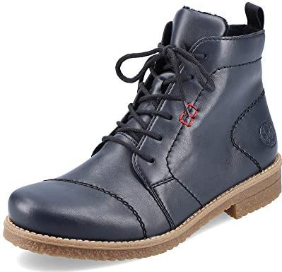 Rieker - Veterlaarsjes - Donkerblauw - Synthetisch - Vetersluiting - Blokhak