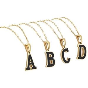 Titanium stalen beginletterketting for dames, eenvoudige roestvrijstalen 26 Engelse letter hanger sieraden for dames (Style : R)