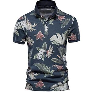 kenly moss Hawaiiaans poloshirt, voor heren, tropisch, grafische print, tops, korte mouwen, Aloha shirts, casual, slanke blouse, Blauw, XL