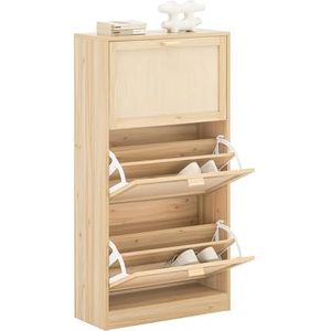SoBuy FSR159-N Schoenenkast - Bamboe - MDF - 3 Kleppen