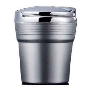 Voor Octavia 2018-2020 Creatieve En Gepersonaliseerde Auto-asbak Met Led-verlichting En Deksel Draagbare Asbak(Zilver)