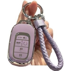 Autosleutel beschermhoes 2022 2023 2024 Voor Accord Voor Civic HR-V Voor CR-V Voor Pilot Sport SI EX EX-L Voor Touring Car Smart Key Case Cover Met Sleutelhanger Sleutel Sleutel Shell(1 UK)