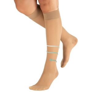 CALZITALY Pack 1/2 compressiekousen, elastische kniekousen met gegradueerde compressie, 140 denier, 18-22 mm/Hg, Made in Italy, huidskleur, S/M