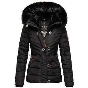 Navahoo Gewatteerde winterjas voor dames, met capuchon, warm gevoerd B899, zwart, XL